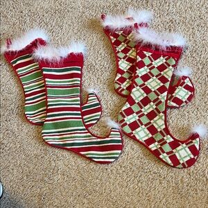 Festive Red and Green wool Christmas Stockings set of four!